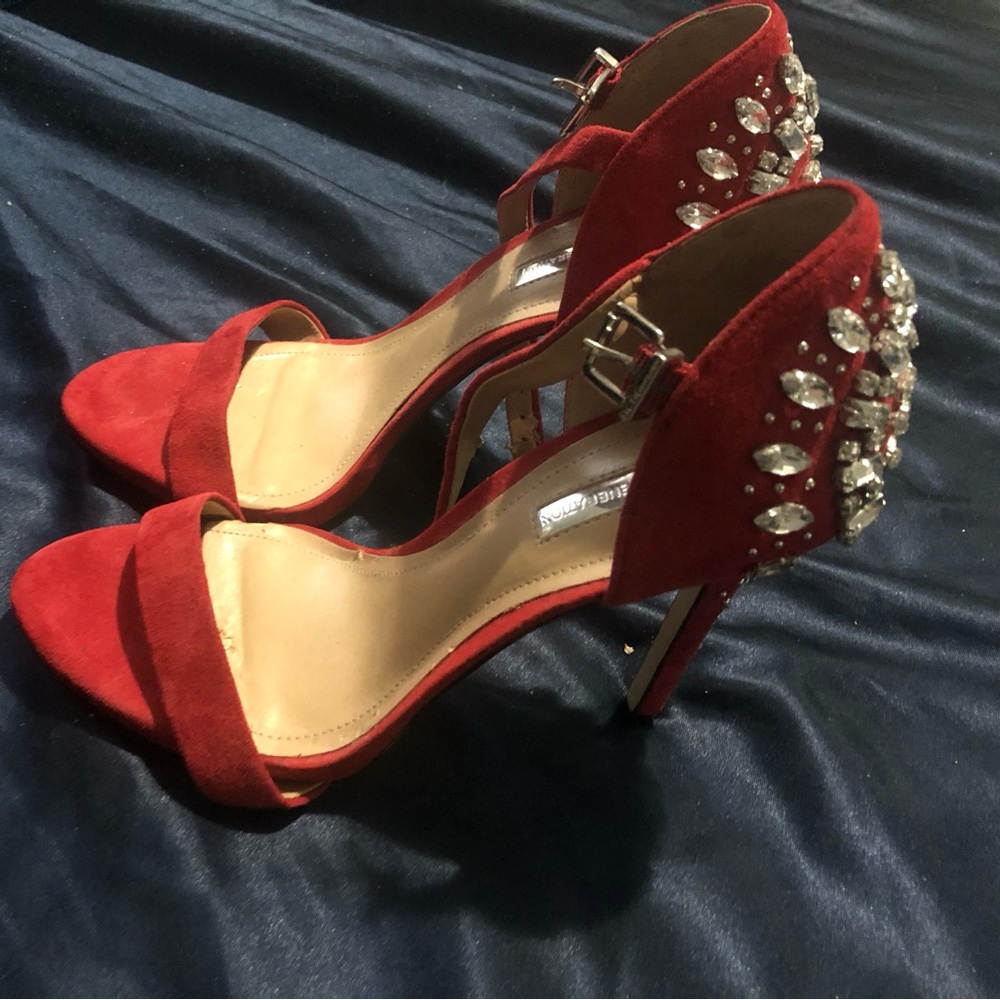 Bcbg red suede bling heels. Brand new.